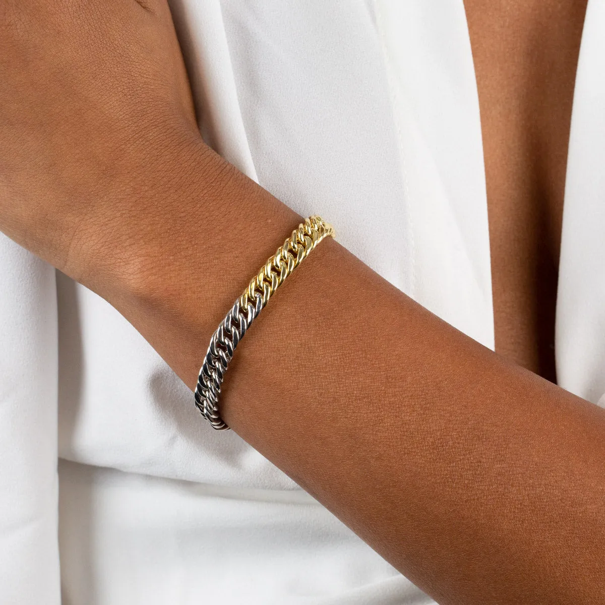 Two Tone Double Curb Bracelet sold by Adina Eden's product image thumbnail 2