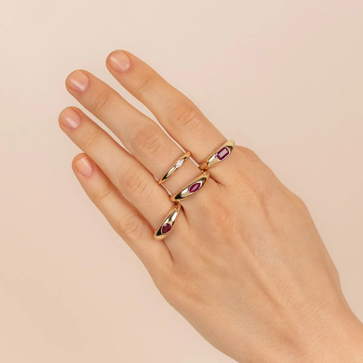 Gemstone Baguette Dome Ring 14K sold by Adina Eden's product image thumbnail 2