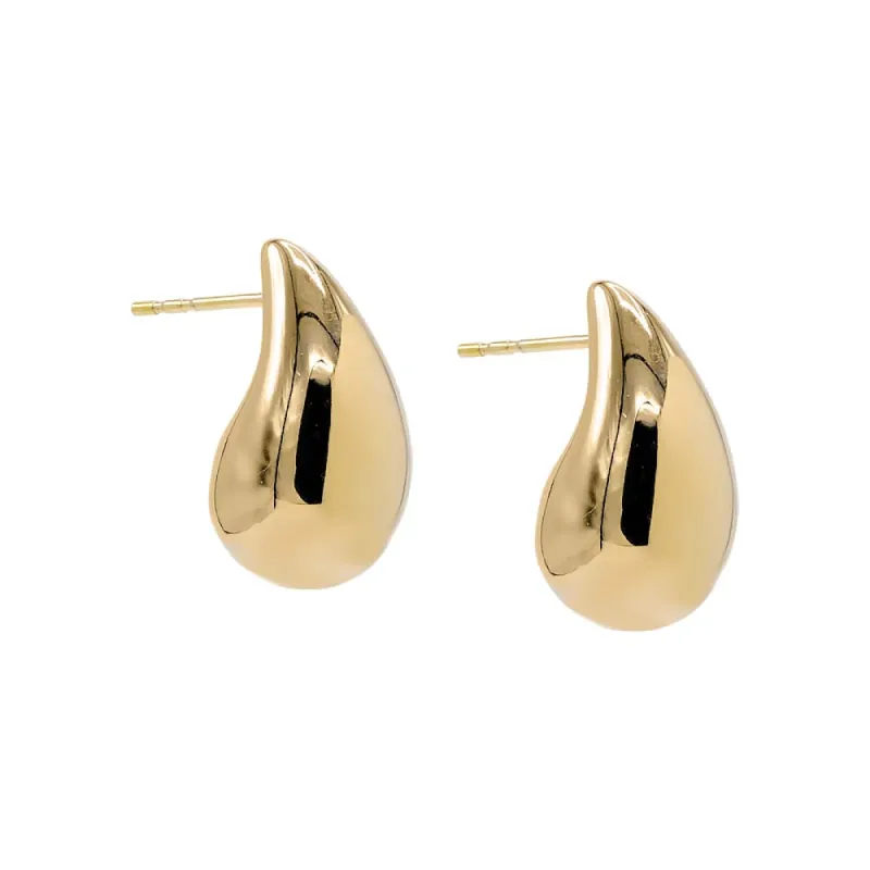 Solid Teardrop Drop Stud Earring 14K sold by Adina Eden's