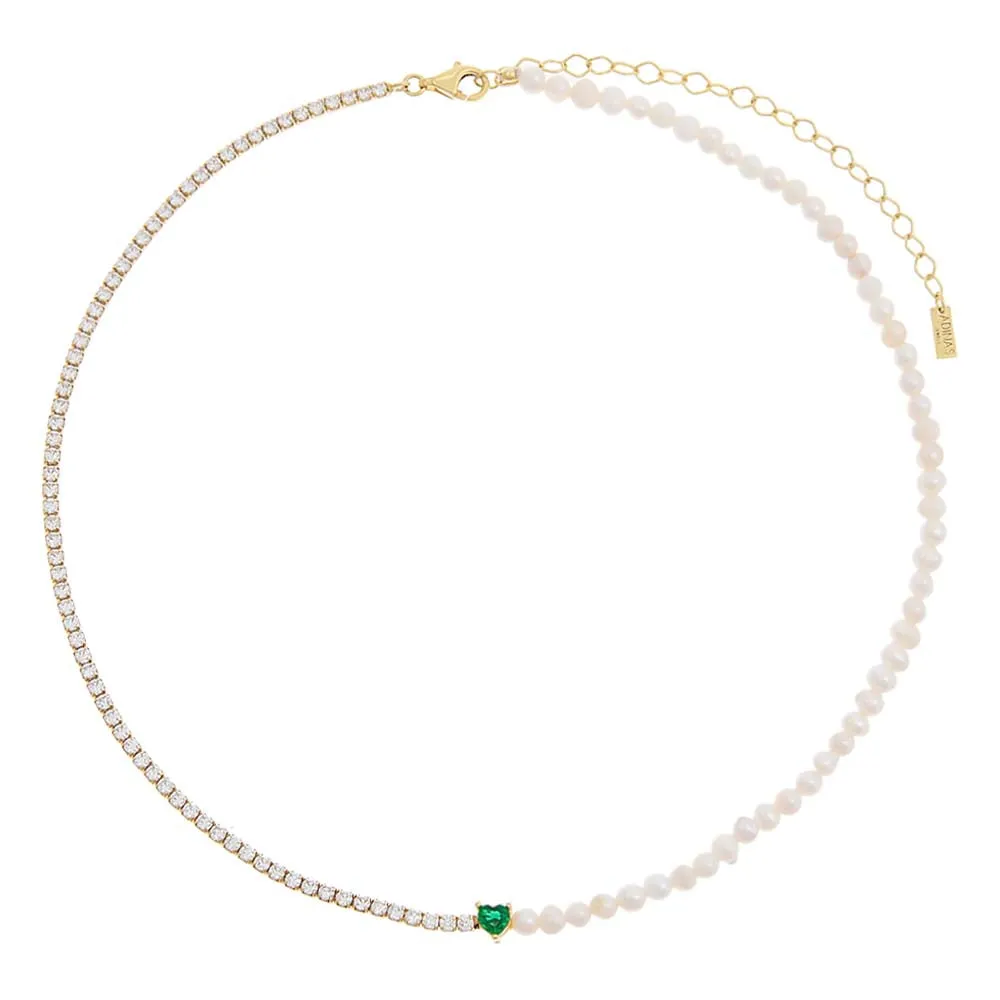 Colored Heart Pearl X Tennis Choker sold by Adina Eden's product image thumbnail 5