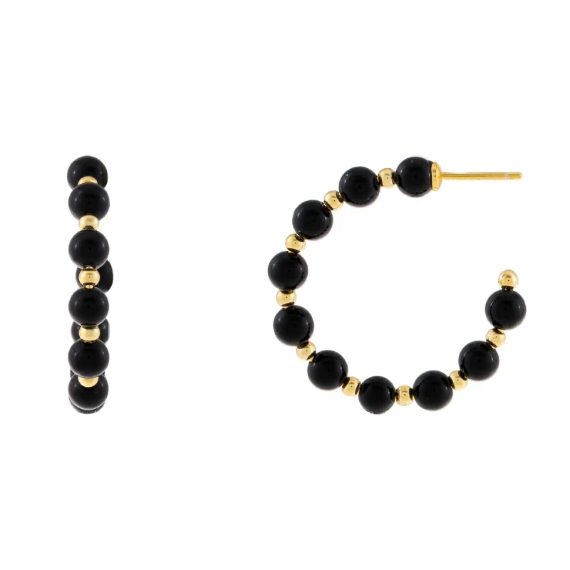 Beaded Onyx Hoop Earring sold by Adina Eden's