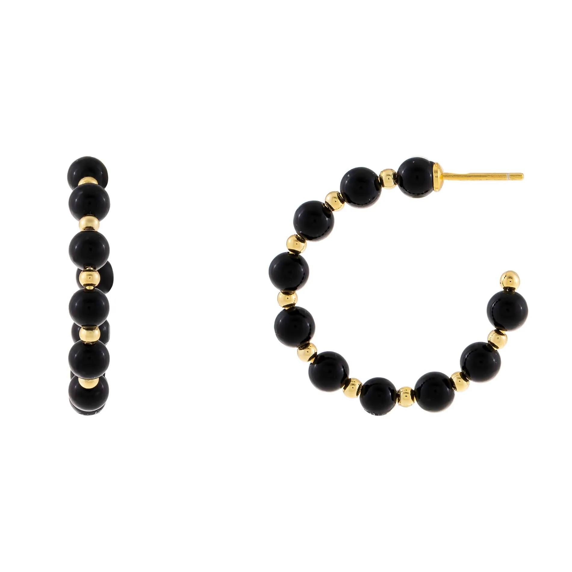 Beaded Onyx Hoop Earring sold by Adina Eden's