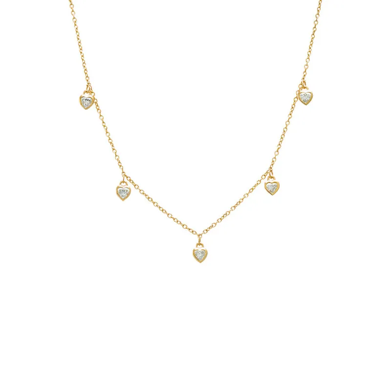 Diamond Multi Heart Bezel Shaker Necklace 14K sold by Adina Eden's