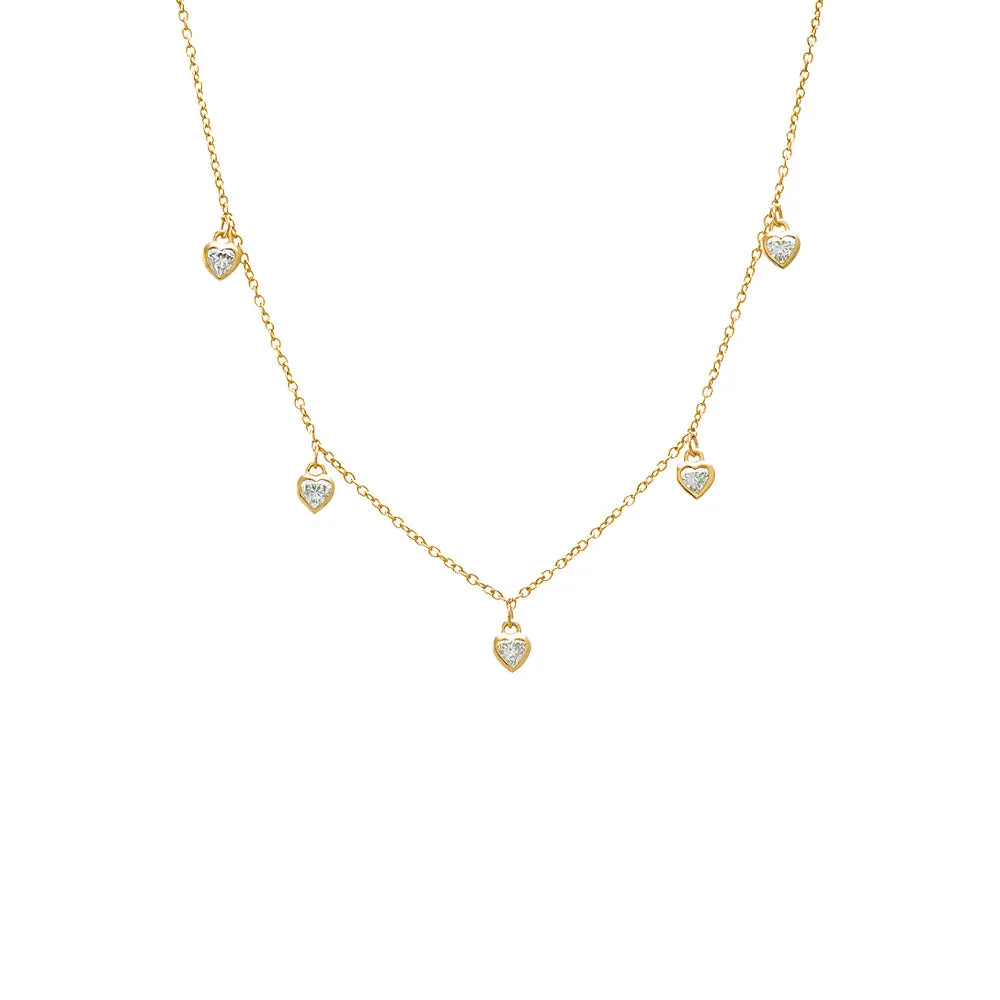 Diamond Multi Heart Bezel Shaker Necklace 14K sold by Adina Eden's