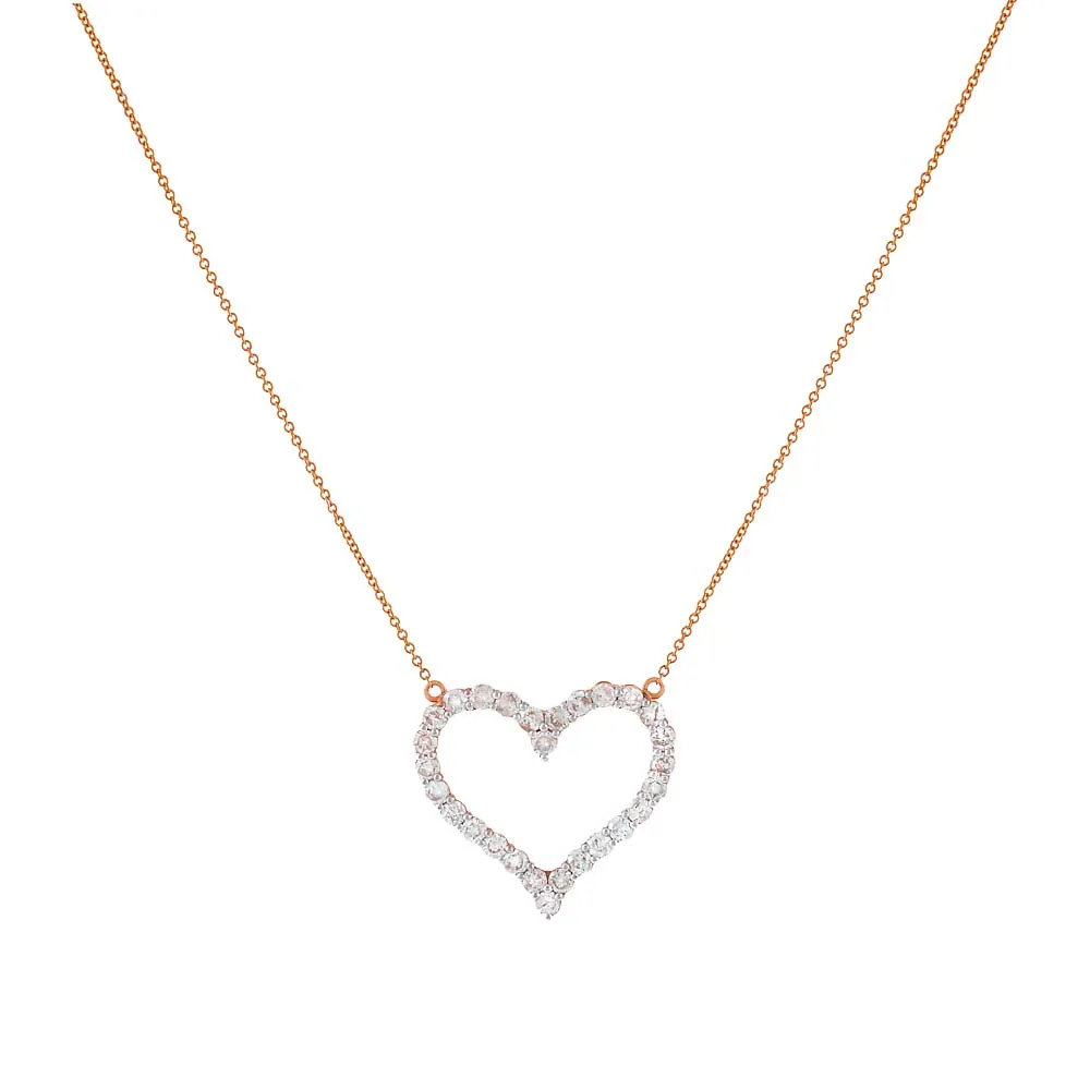 Large Diamond Heart Necklace 14K sold by Adina Eden's product image thumbnail 4
