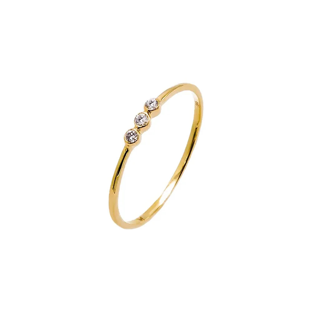 Diamond Triple Bezel Dainty Ring 14K sold by Adina Eden's