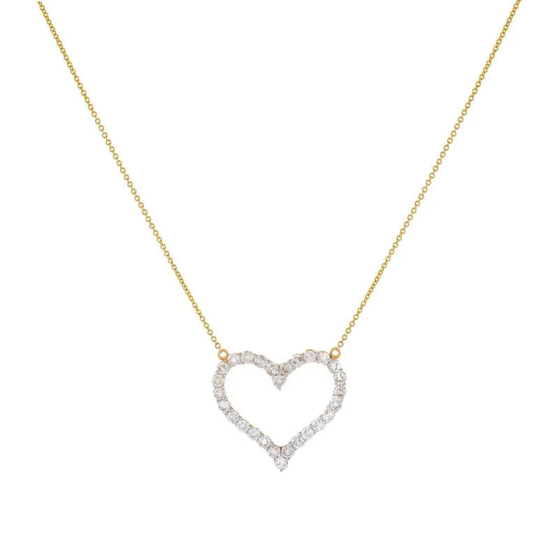 Large Diamond Heart Necklace 14K sold by Adina Eden's