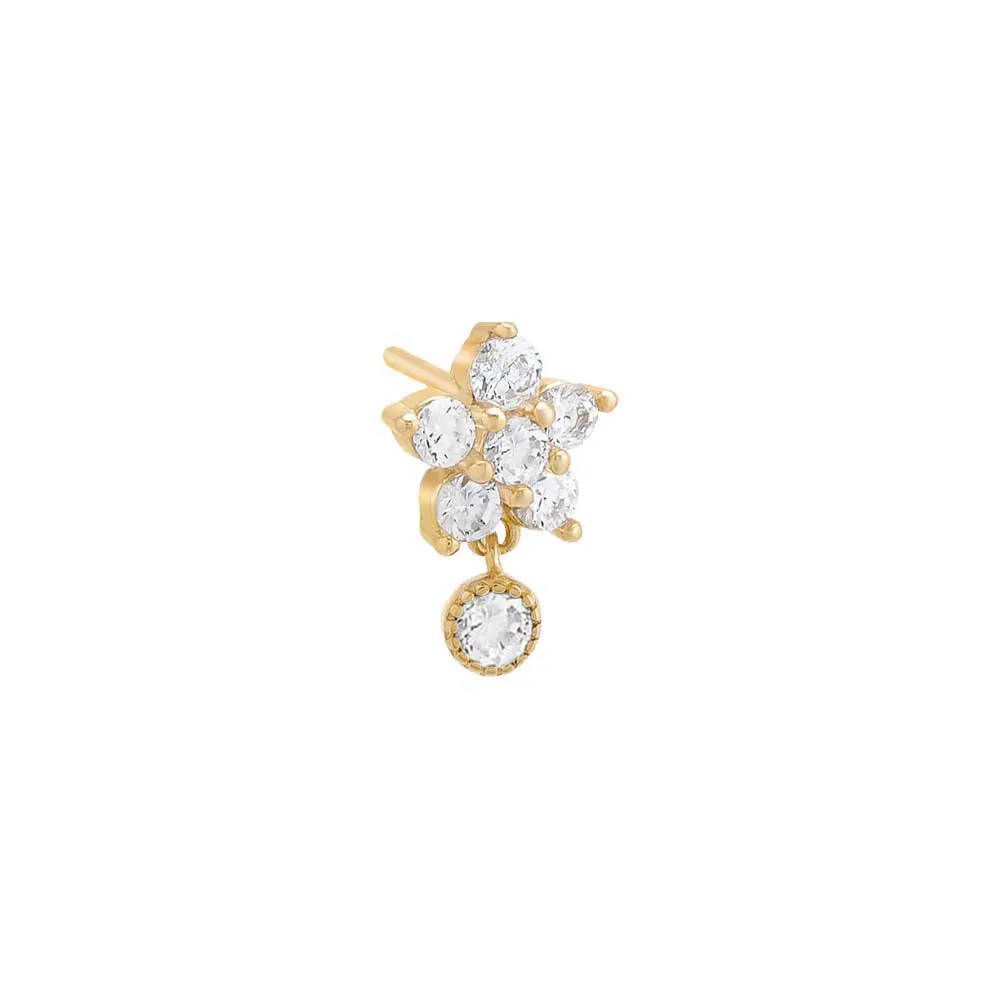 Dangling CZ Flower Stud Earring sold by Adina Eden's product image thumbnail 4