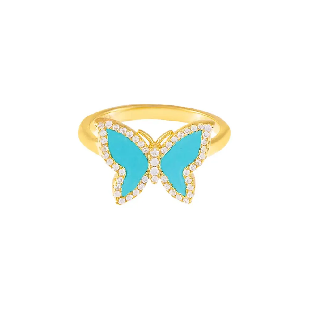 CZ Turquoise Butterfly Ring sold by Adina Eden's product image thumbnail 2