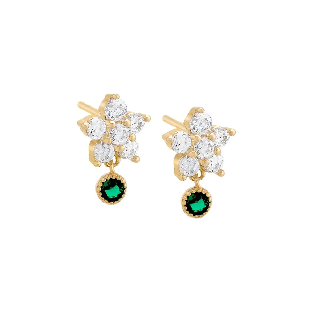 Dangling CZ Flower Stud Earring sold by Adina Eden's product image thumbnail 2