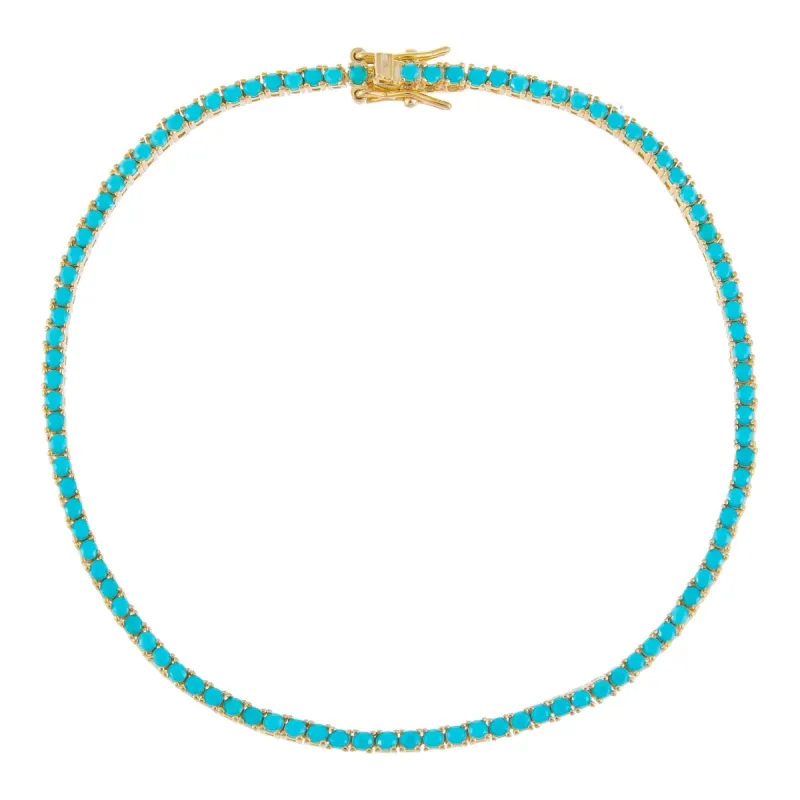 Turquoise Colored Tennis Anklet made by Adina Eden's