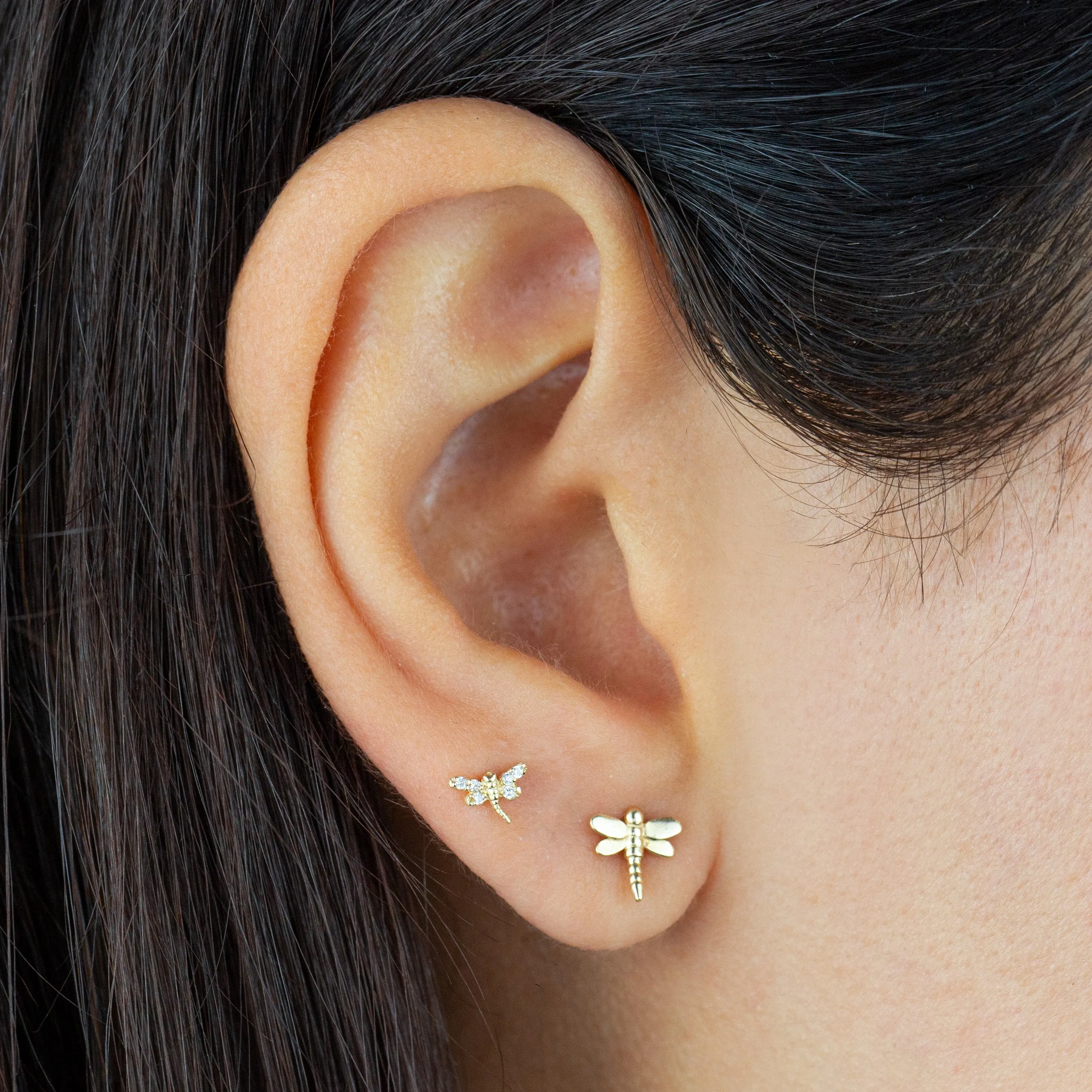 CZ Mini Dragonfly Stud Earring 14K sold by Adina Eden's product image thumbnail 2