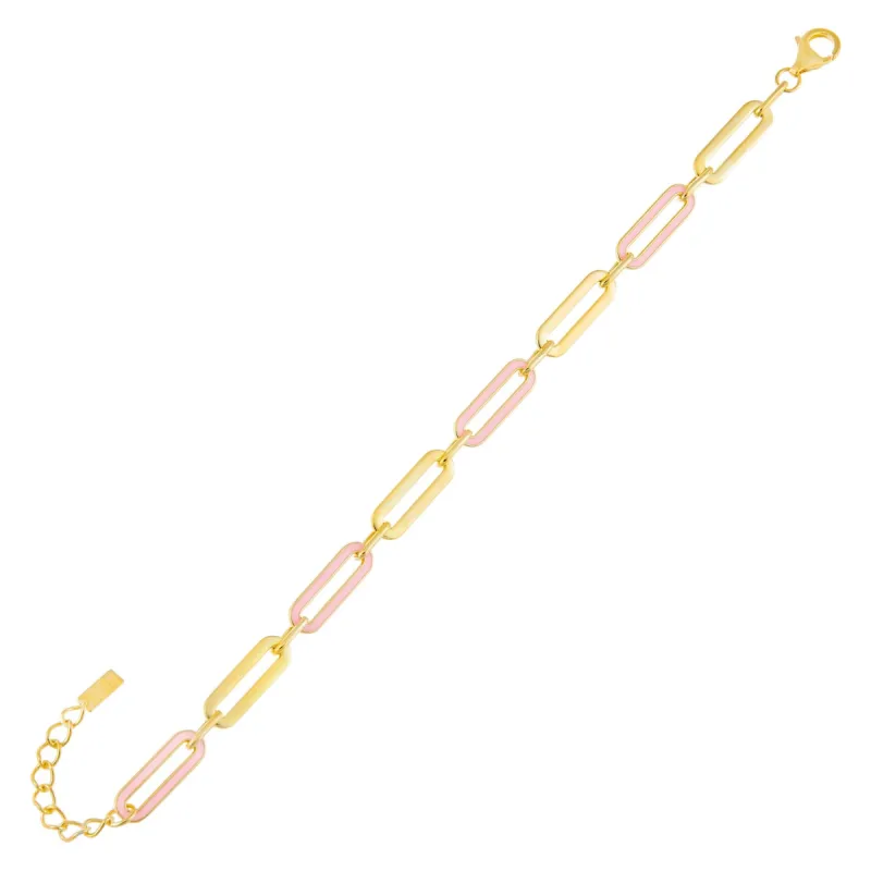 Pink Enamel Oval Link Bracelet sold by Adina Eden's