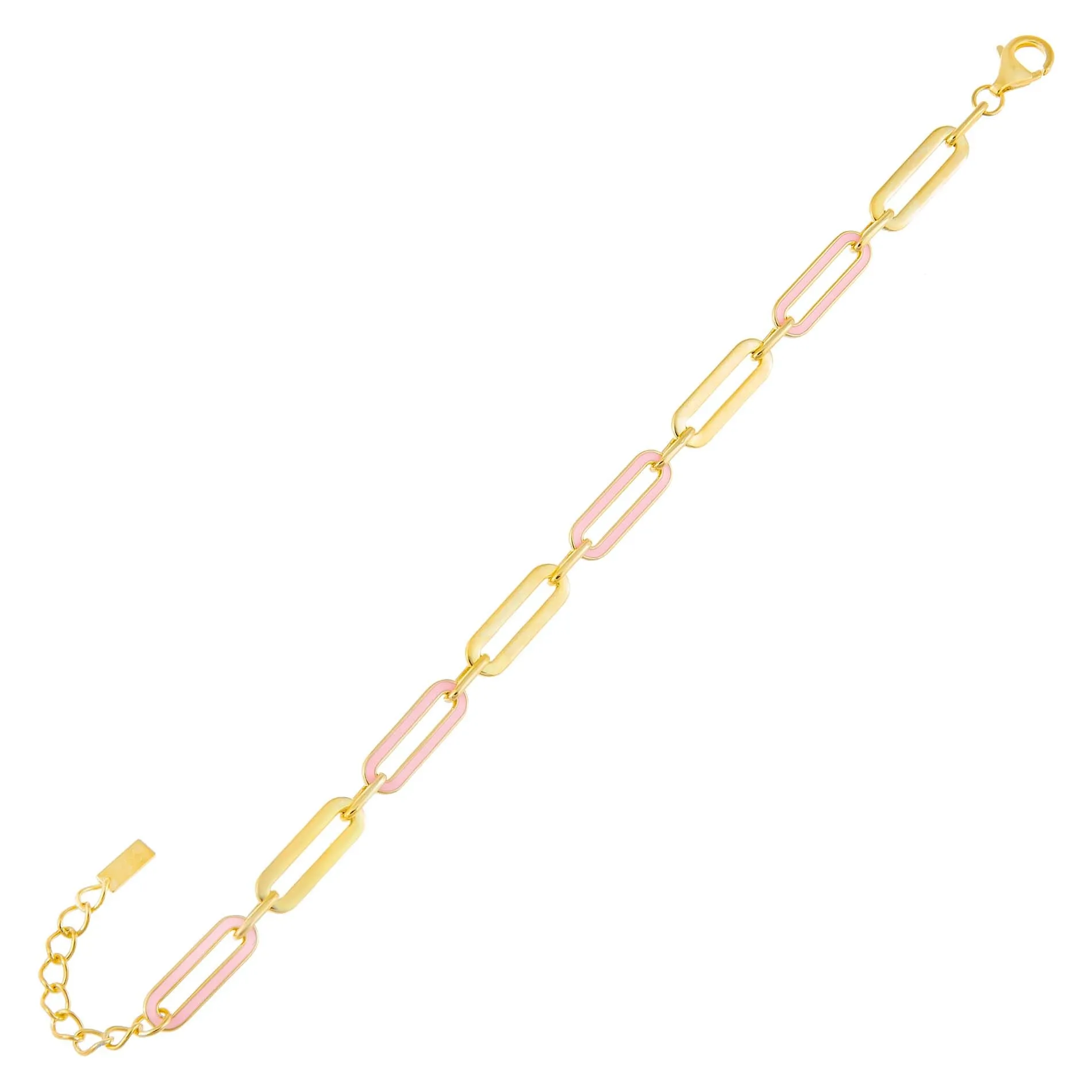 Pink Enamel Oval Link Bracelet sold by Adina Eden's