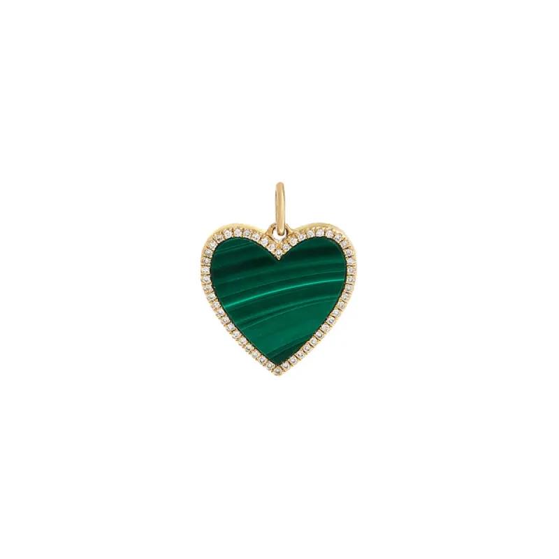 Diamond Malachite Heart Necklace Charm 14K sold by Adina Eden's