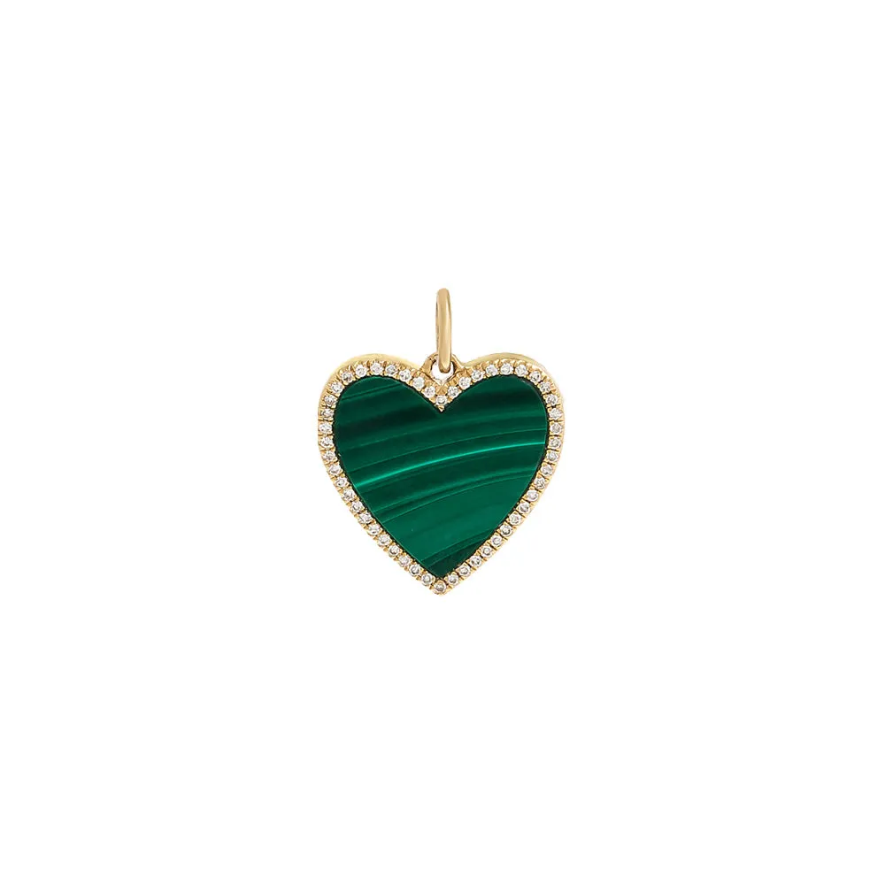 Diamond Malachite Heart Necklace Charm 14K sold by Adina Eden's