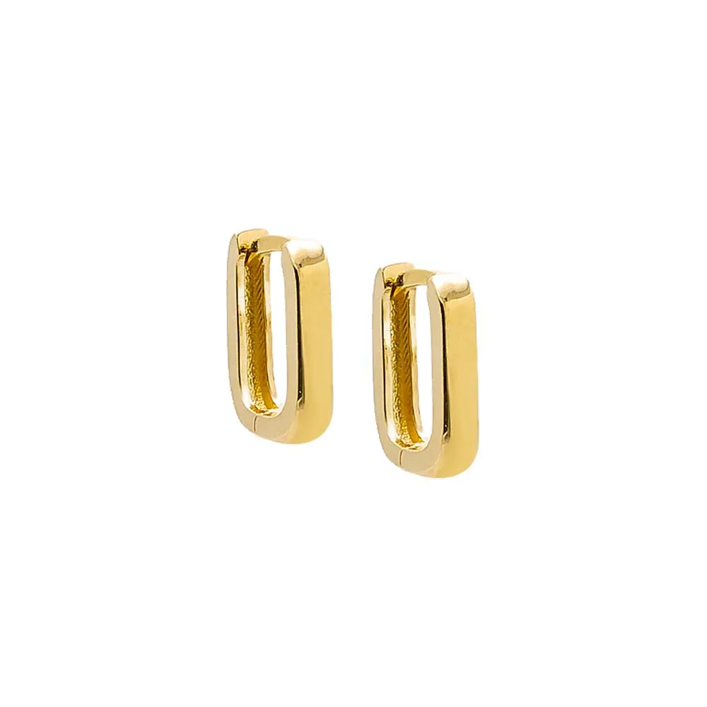 Tiny Solid Paperclip Huggie Earring 14K sold by Adina Eden's