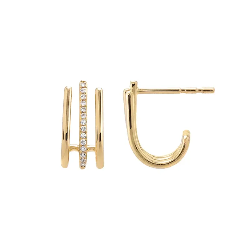 Diamond Pave/Solid Cage Stud Earring 14K sold by Adina Eden's