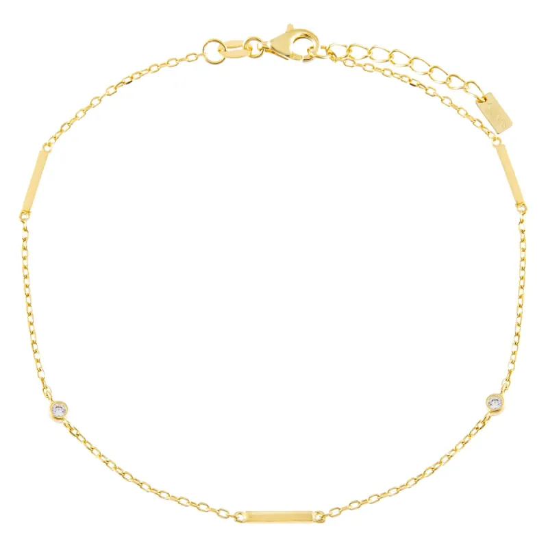 CZ Bezel Bar Anklet sold by Adina Eden's