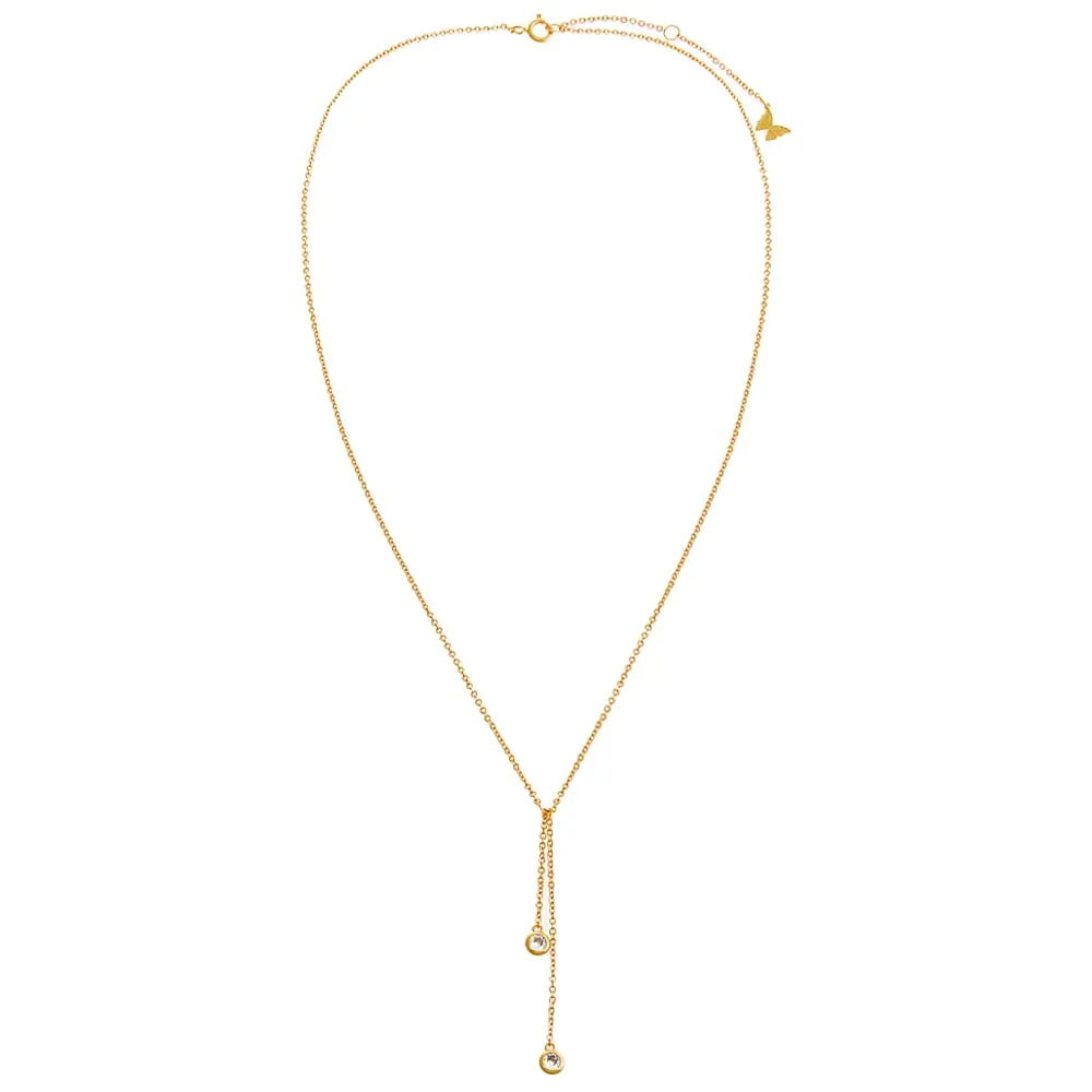 Double CZ Bezel Drop Necklace sold by Adina Eden's product image thumbnail 2