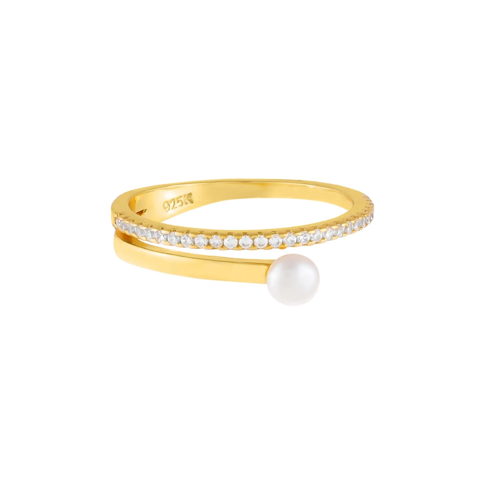 CZ X Pearl Wrap Ring sold by Adina Eden's product image thumbnail 3