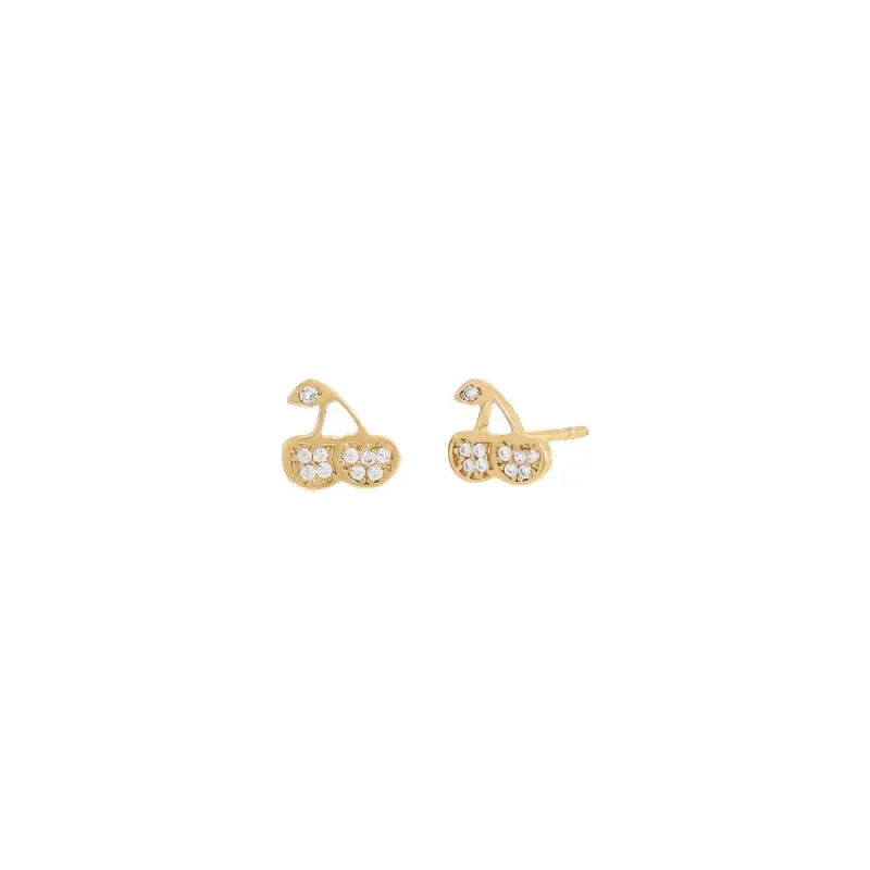 Mini CZ Cherry Stud Earring 14K sold by Adina Eden's