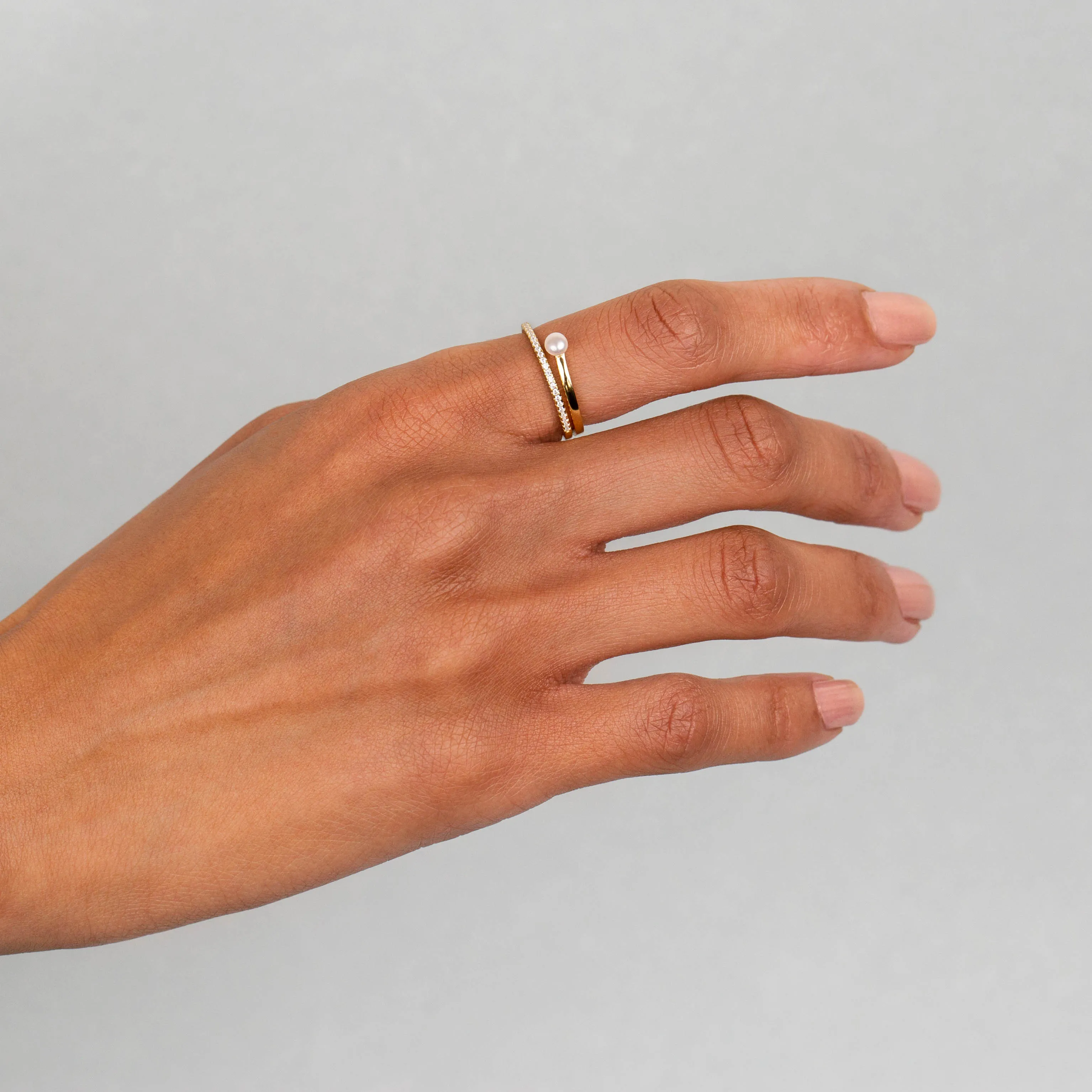 CZ X Pearl Wrap Ring sold by Adina Eden's product image thumbnail 2