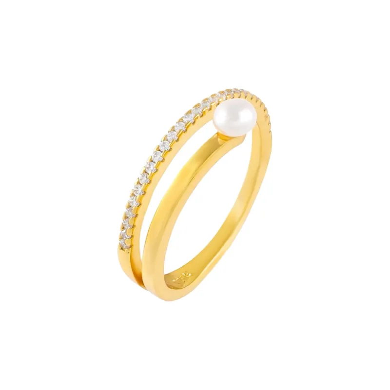 CZ X Pearl Wrap Ring sold by Adina Eden's
