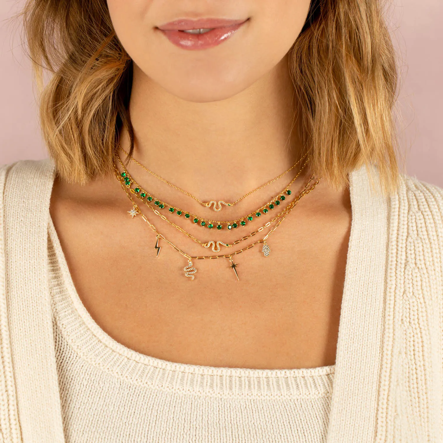 Pavé Snake Necklace sold by Adina Eden's product image thumbnail 3