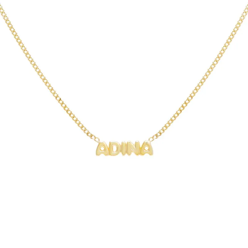 Solid Bubble Name Link Necklace sold by Adina Eden's