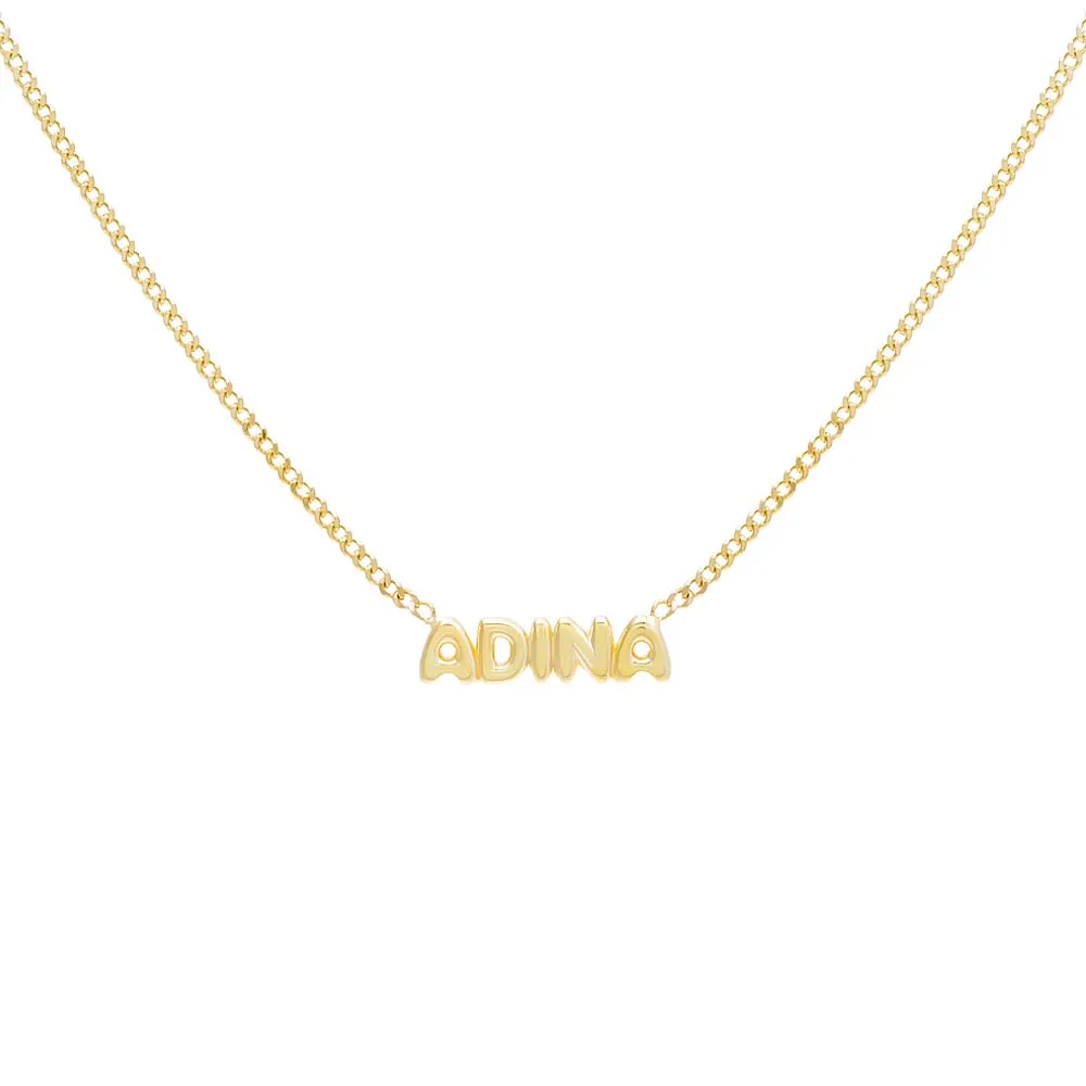Solid Bubble Name Link Necklace sold by Adina Eden's