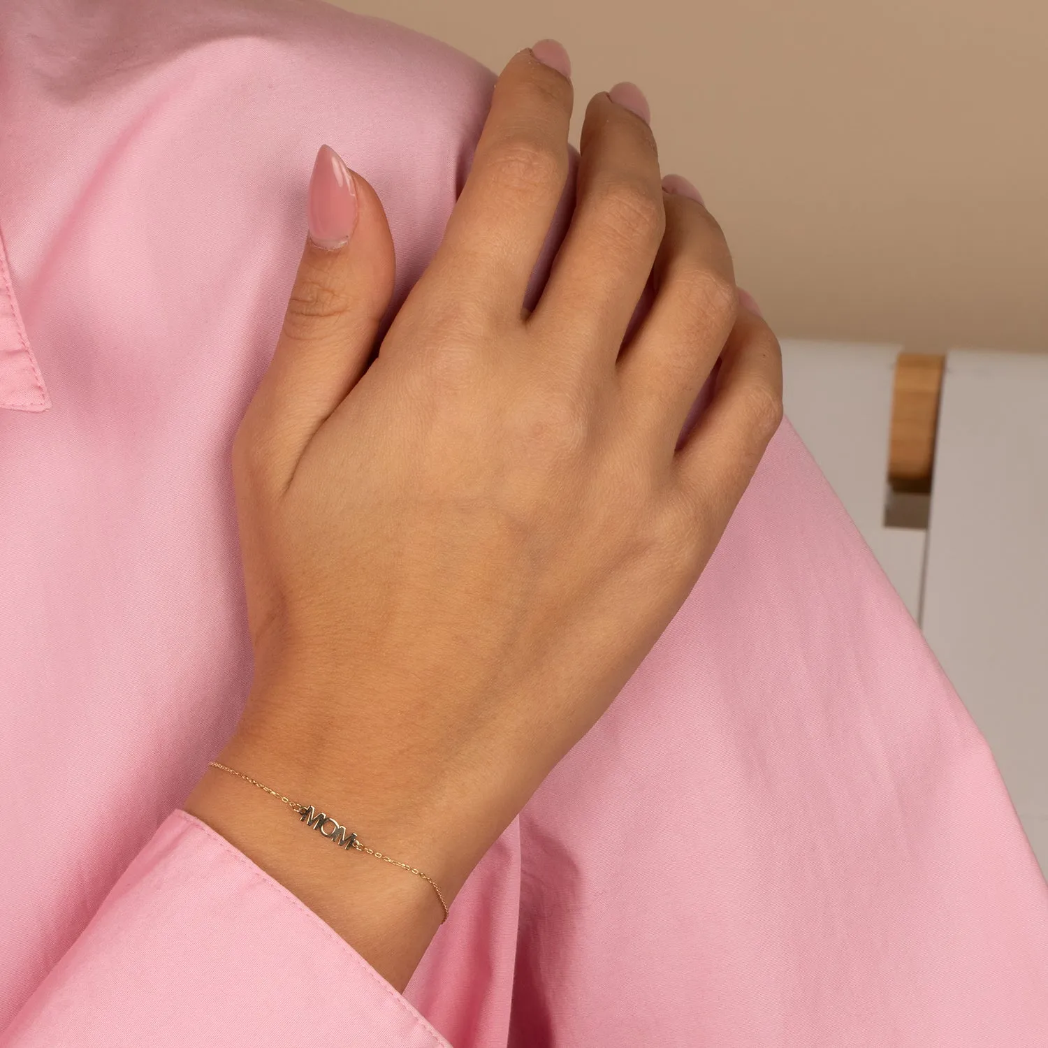 Solid Mom Nameplate Bracelet 14K sold by Adina Eden's product image thumbnail 2