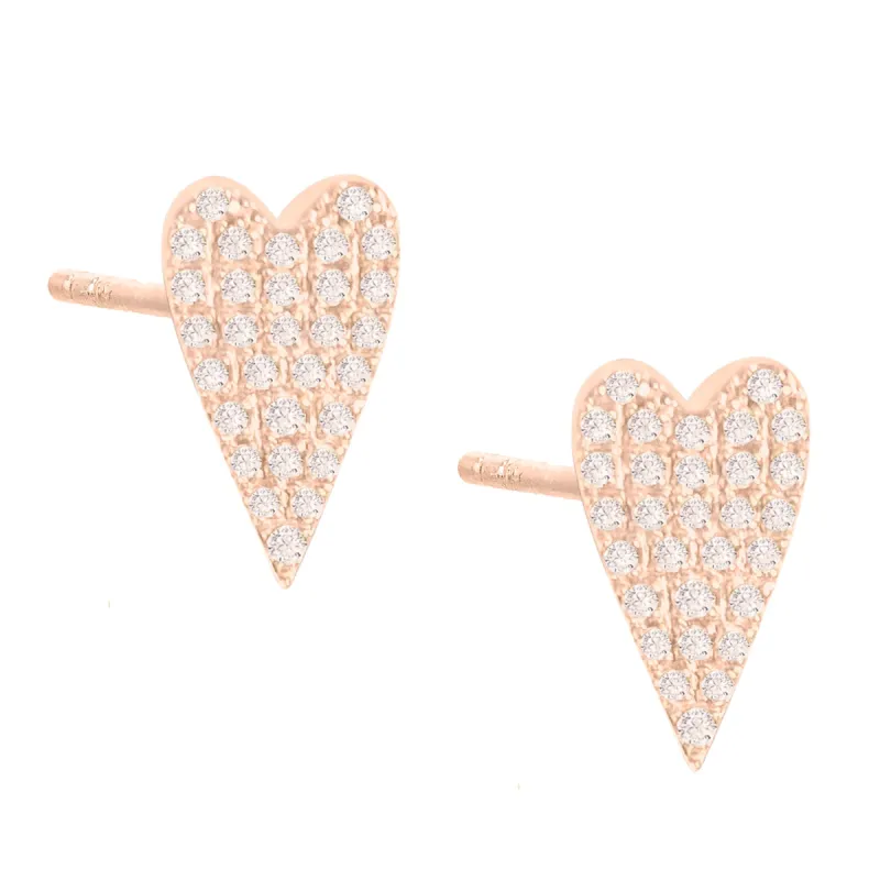 Diamond Long Heart Stud Earring 14K sold by Adina Eden's
