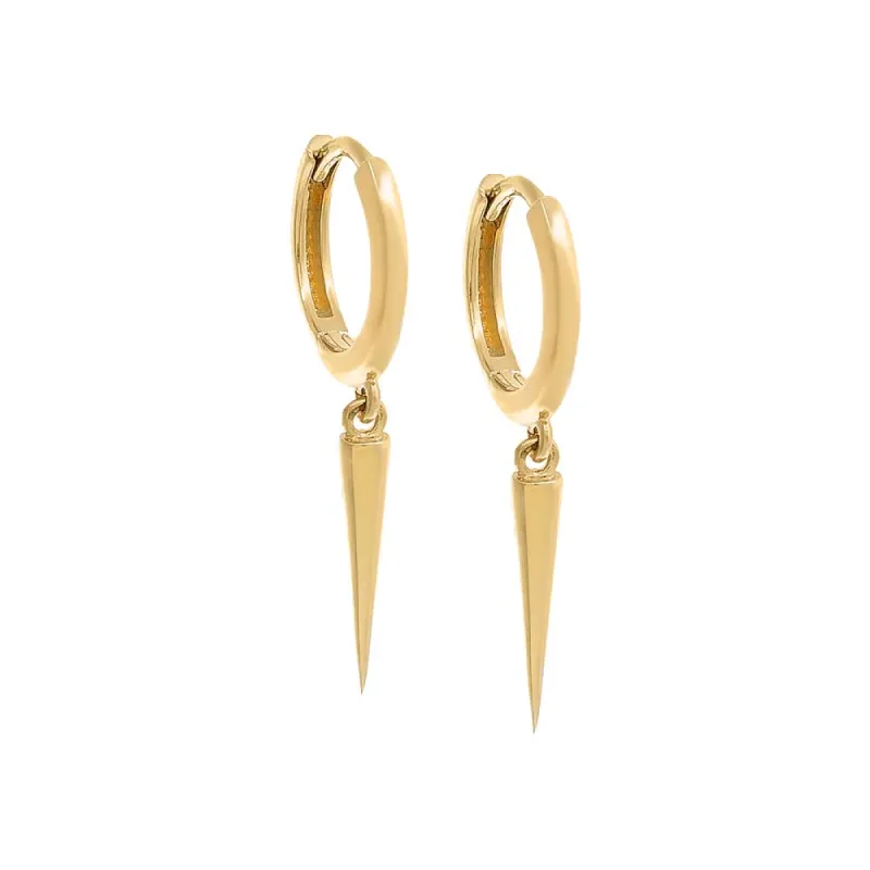 Solid Spike Drop Huggie Earring 14K sold by Adina Eden's