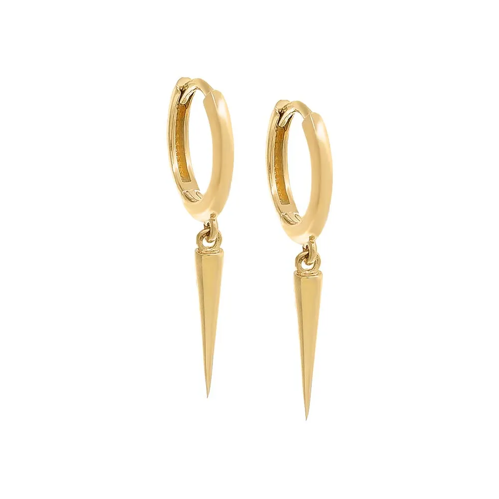 Solid Spike Drop Huggie Earring 14K sold by Adina Eden's