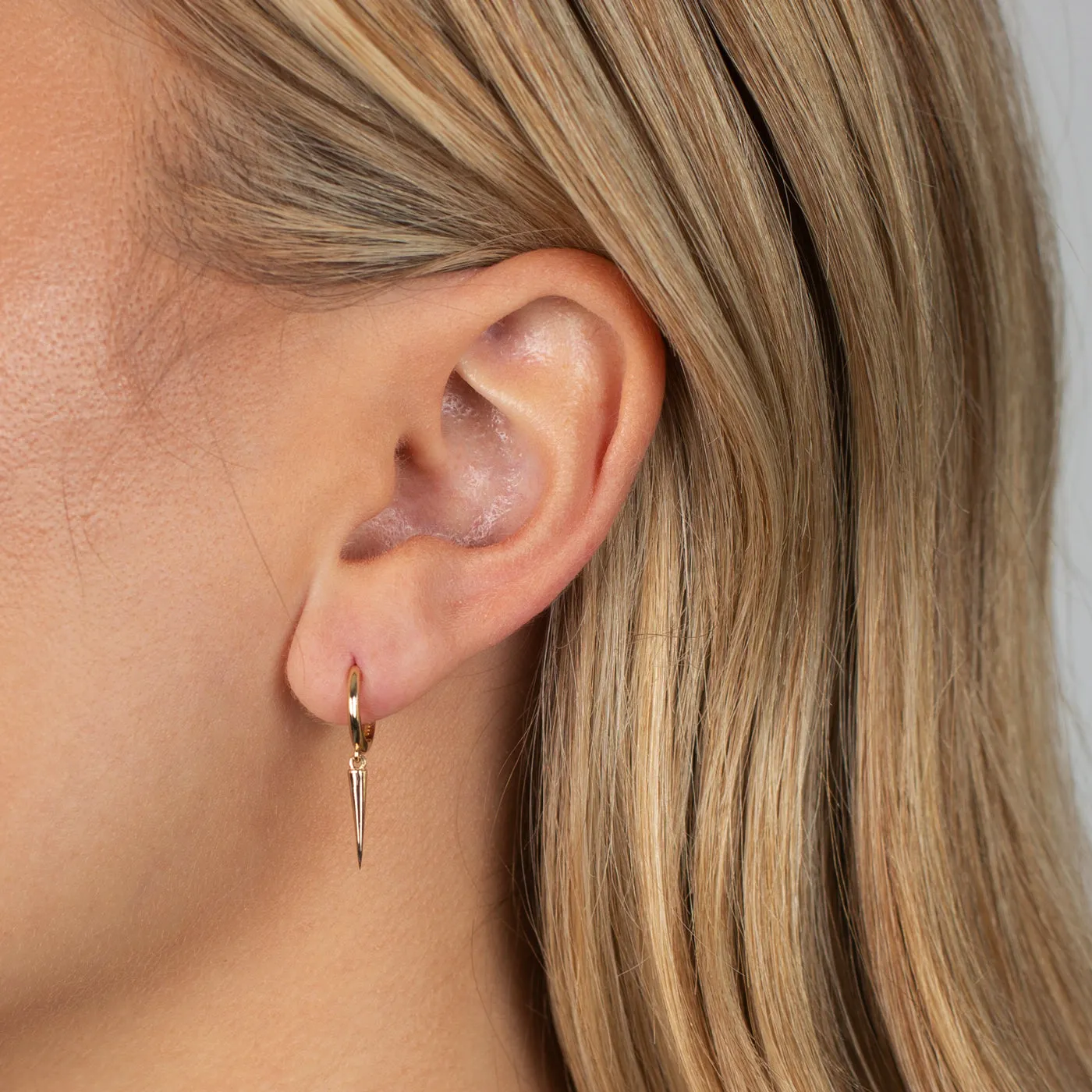 Solid Spike Drop Huggie Earring 14K sold by Adina Eden's product image thumbnail 2