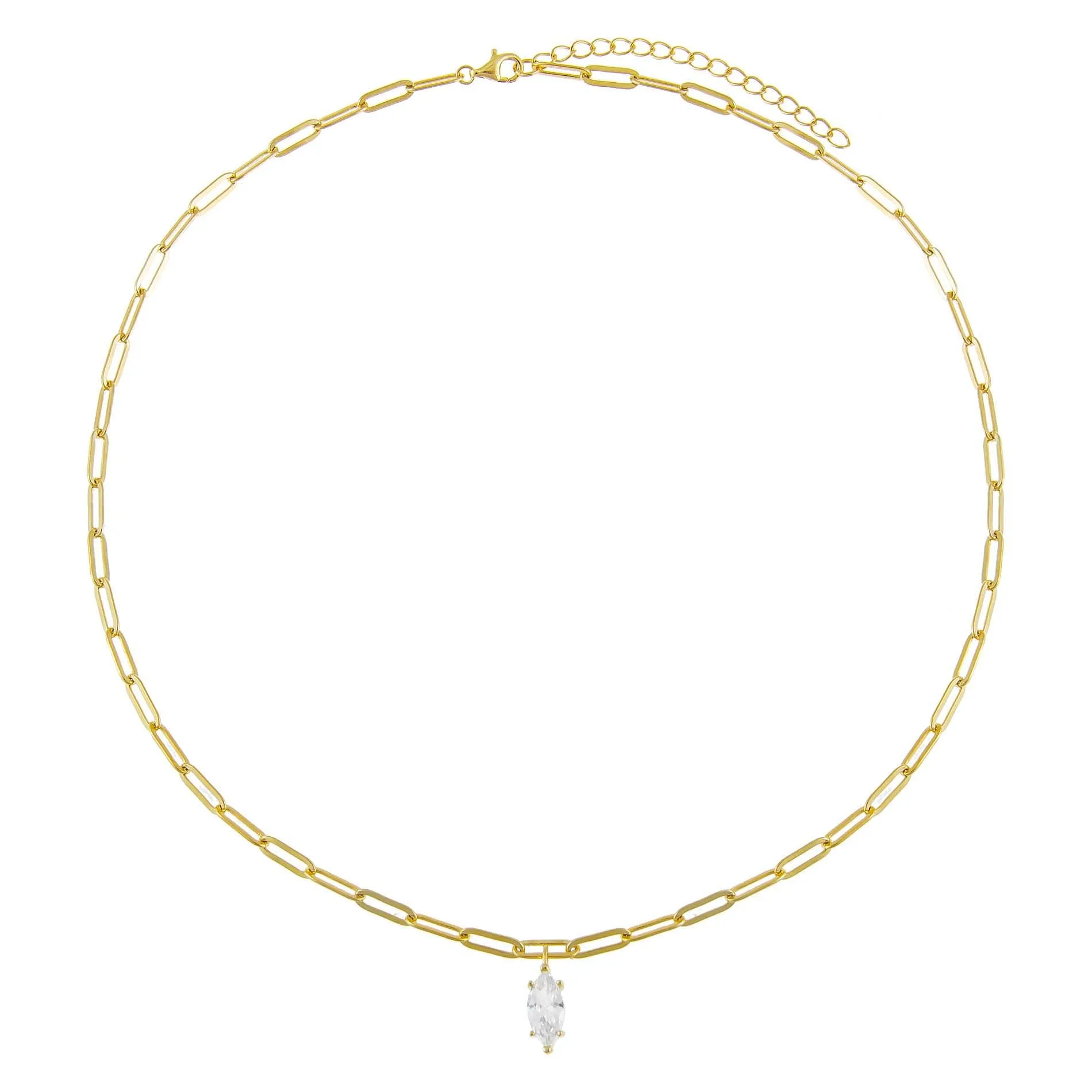 CZ Teardrop Link Necklace sold by Adina Eden's product image thumbnail 3