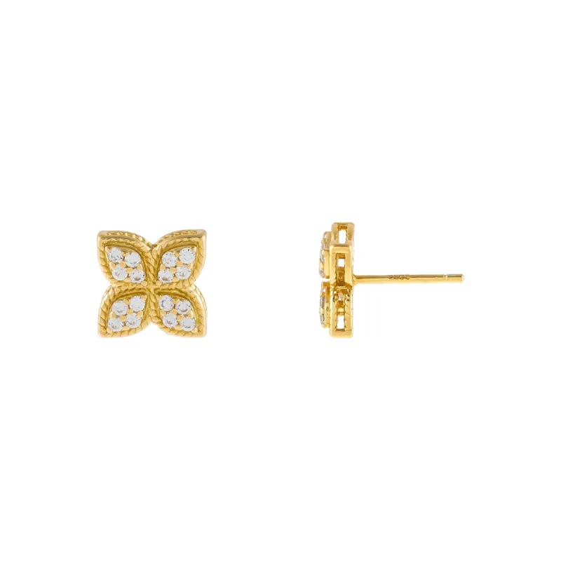 CZ Flower Stud Earring sold by Adina Eden's