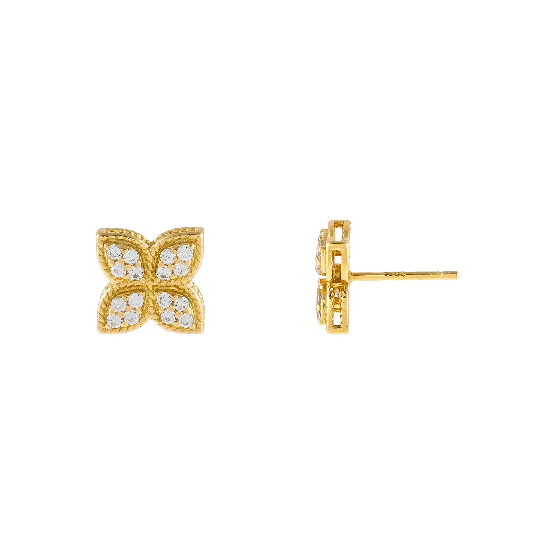 CZ Flower Stud Earring sold by Adina Eden's