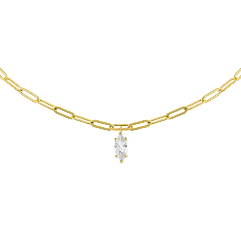 CZ Teardrop Link Necklace sold by Adina Eden's