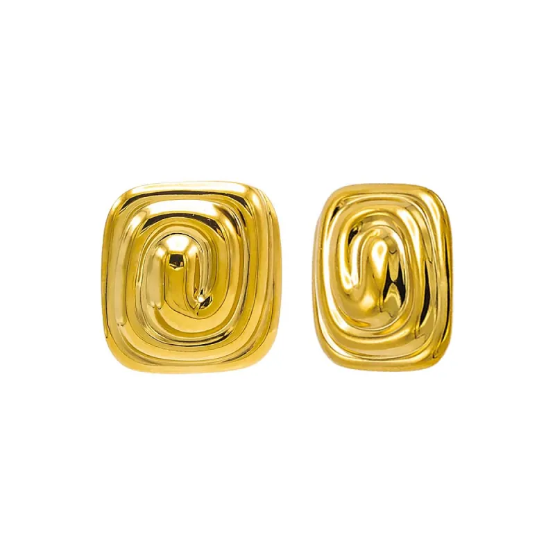 Solid Swirled Square Stud Earring sold by Adina Eden's