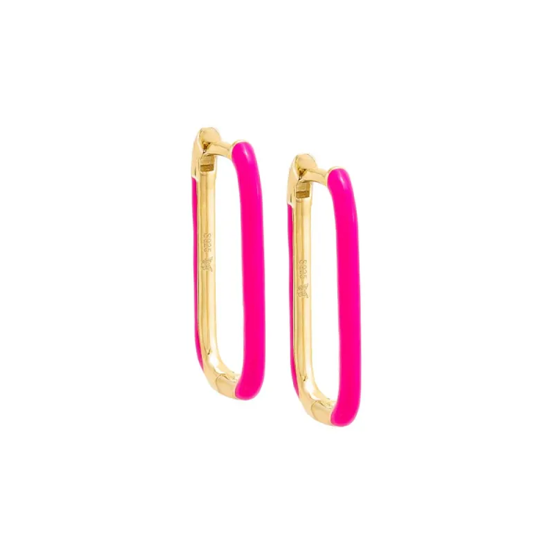 Colored Enamel Oval Hoop Earring sold by Adina Eden's
