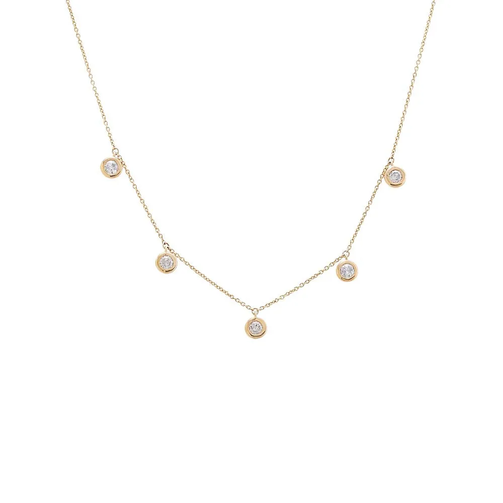 Diamond Dangling Bezel Necklace 14K sold by Adina Eden's