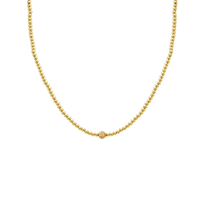 CZ Pave Accented Ball Necklace sold by Adina Eden's