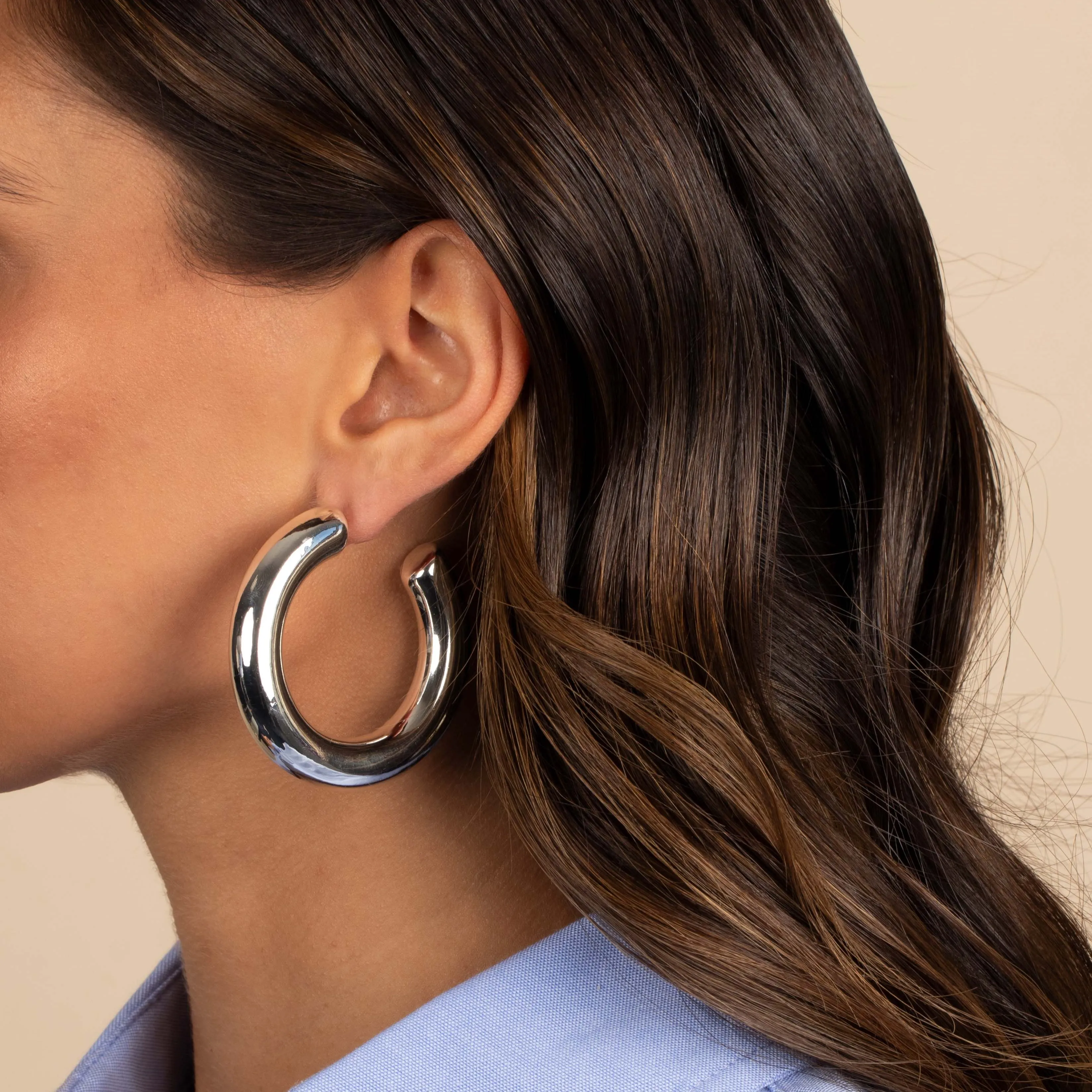 Perfect Solid Hoop Earring sold by Adina Eden's product image thumbnail 4