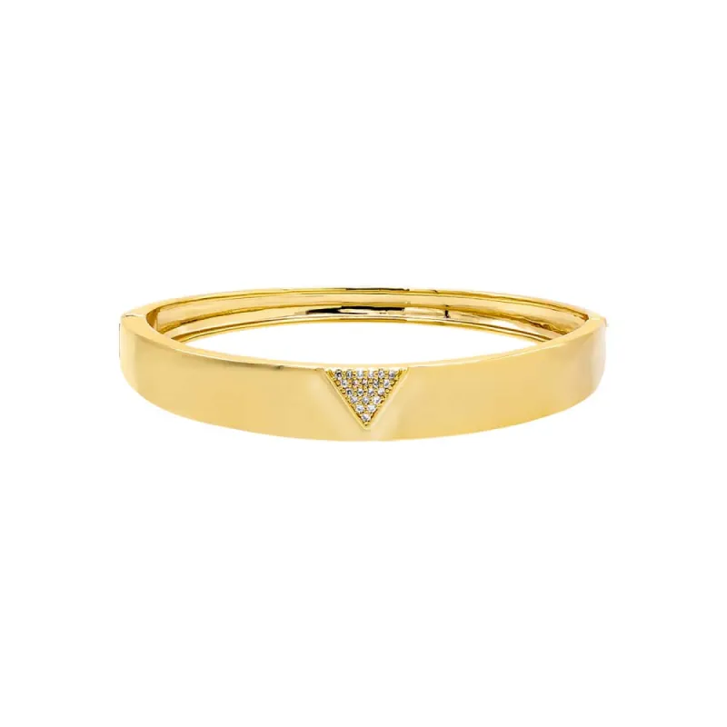 CZ Pave Triangle Wide Bangle Bracelet sold by Adina Eden's