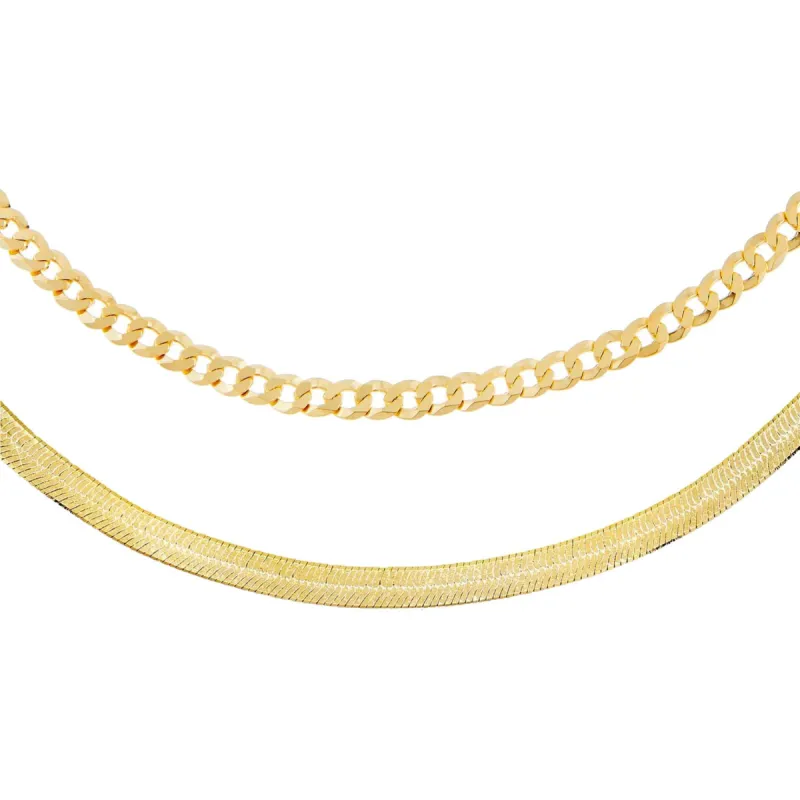 Cuban X Herringbone Necklace Combo Set sold by Adina Eden's