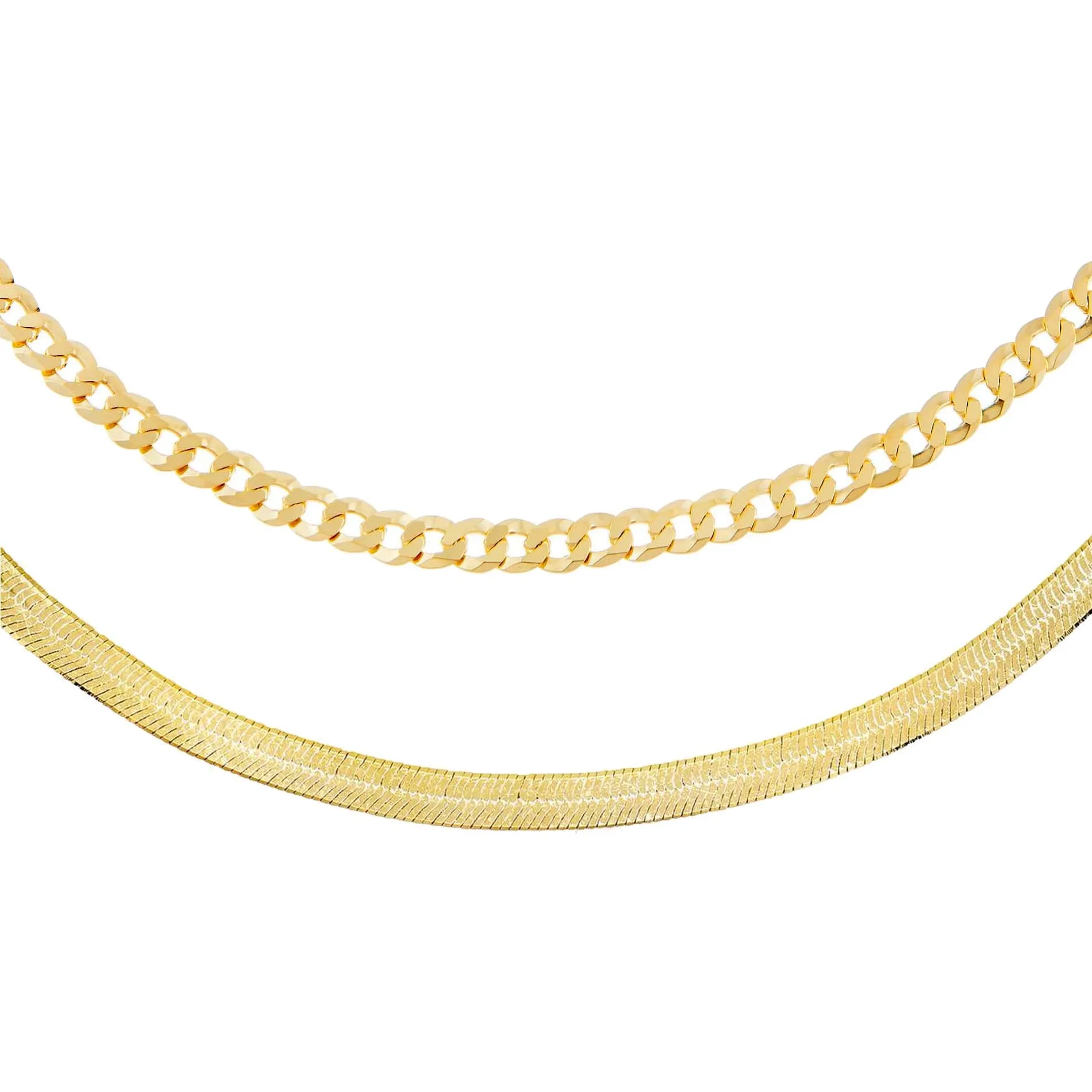 Cuban X Herringbone Necklace Combo Set sold by Adina Eden's