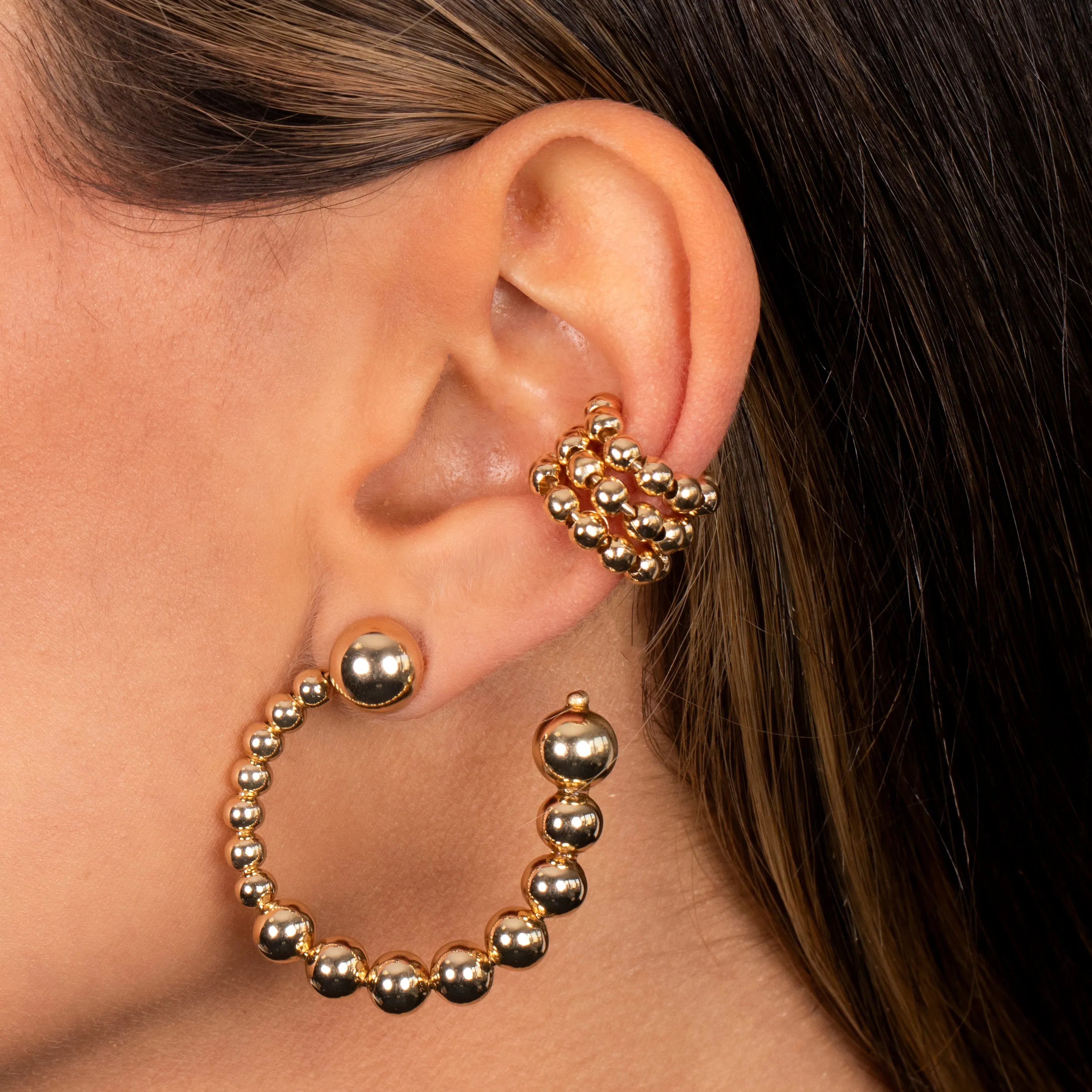 Solid Beaded Ball Loop Stud Earring sold by Adina Eden's product image thumbnail 2