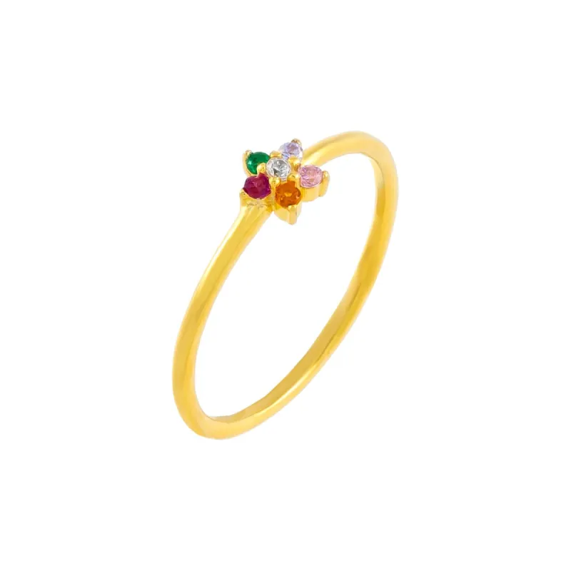 CZ Rainbow Flower Ring sold by Adina Eden's